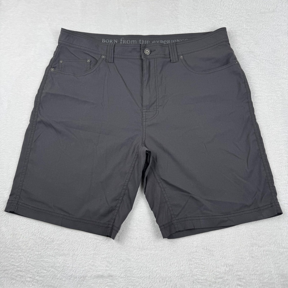 Prana Zion Shorts Mens 36 Charcoal Grey Stretch Hiking Outdoor 9" Inseam‎